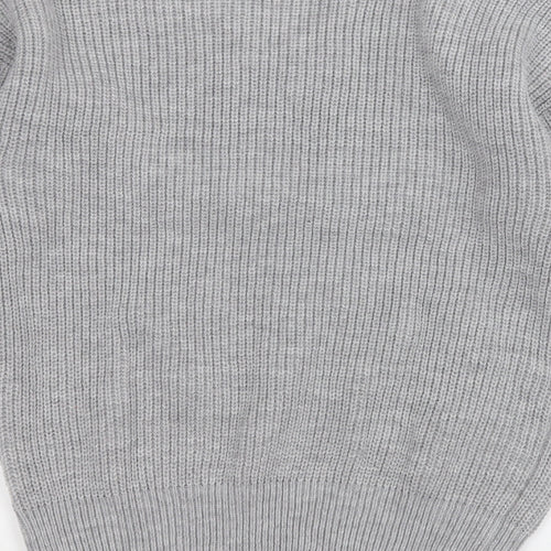 Shien Womens Grey V-Neck  Acrylic Pullover Jumper Size S