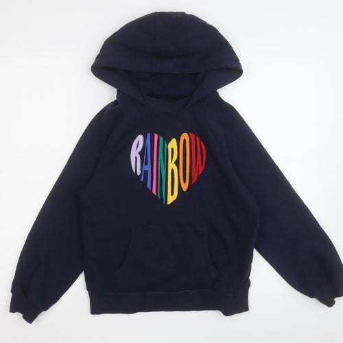 NEXT Girls Blue  Cotton Pullover Hoodie Size 11 Years   - Rainbow