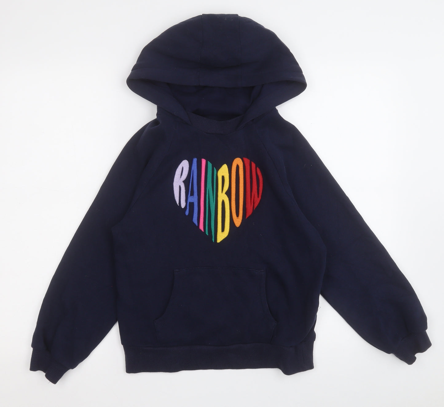 NEXT Girls Blue  Cotton Pullover Hoodie Size 11 Years   - Rainbow