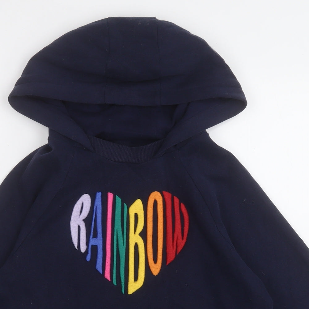 NEXT Girls Blue  Cotton Pullover Hoodie Size 11 Years   - Rainbow