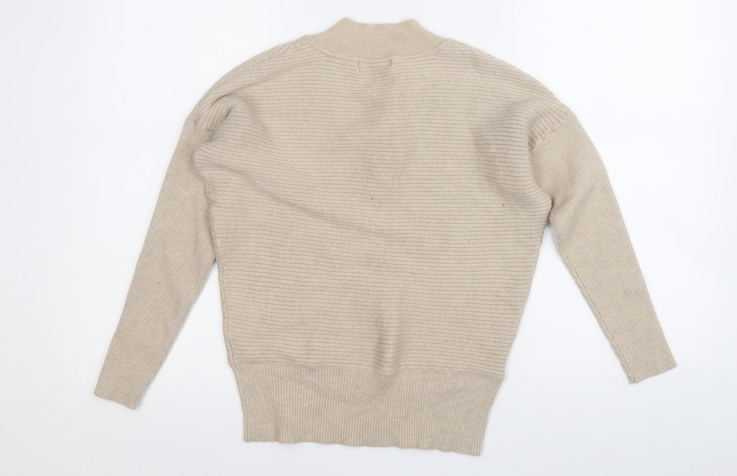 F&F Womens Beige V-Neck  Viscose Pullover Jumper Size 6
