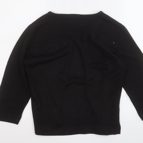 BHS Womens Black Round Neck Geometric Acrylic Cardigan Jumper Size 10   - sequins