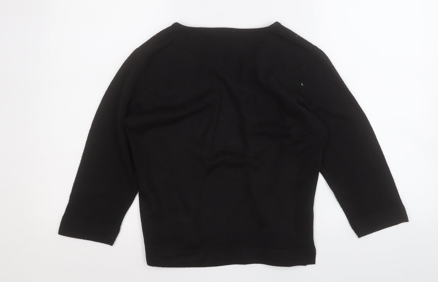 BHS Womens Black Round Neck Geometric Acrylic Cardigan Jumper Size 10   - sequins