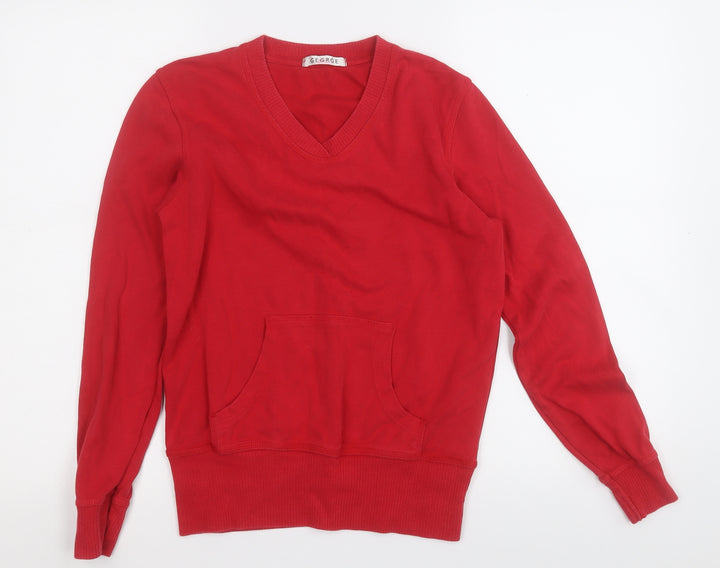 George Womens Red Cotton Pullover Hoodie Size 8