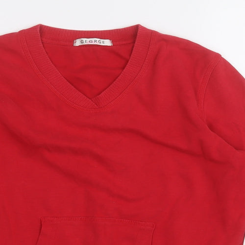 George Womens Red  Cotton Pullover Hoodie Size 8