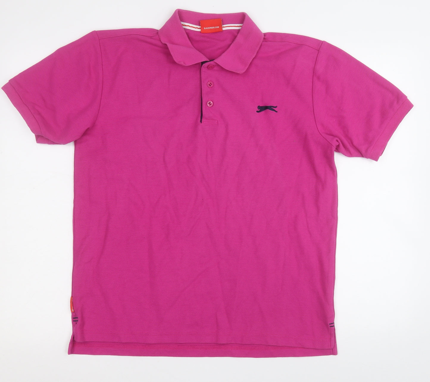 Slazenger Mens Purple  Polyester  Polo Size L Collared Button