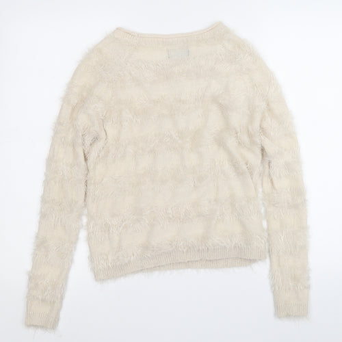 Only Womens Beige Round Neck  Nylon Pullover Jumper Size XS