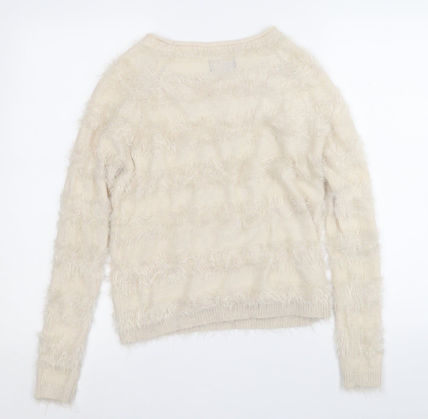 Only Womens Beige Round Neck  Nylon Pullover Jumper Size XS