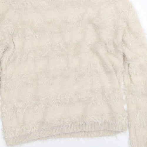 Only Womens Beige Round Neck  Nylon Pullover Jumper Size XS