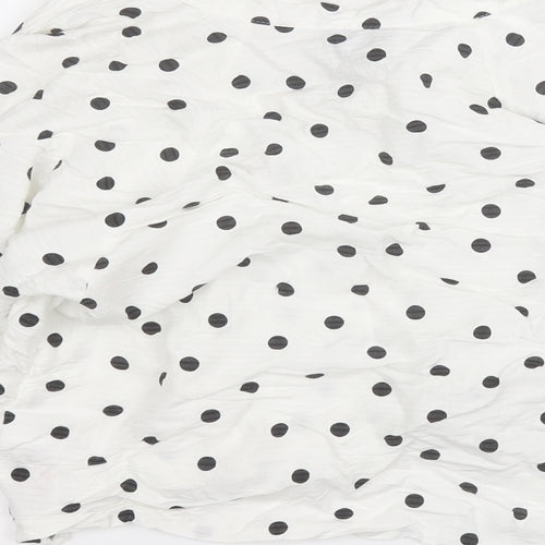 Topshop Womens White Polka Dot Viscose Basic T-Shirt Size 6 V-Neck