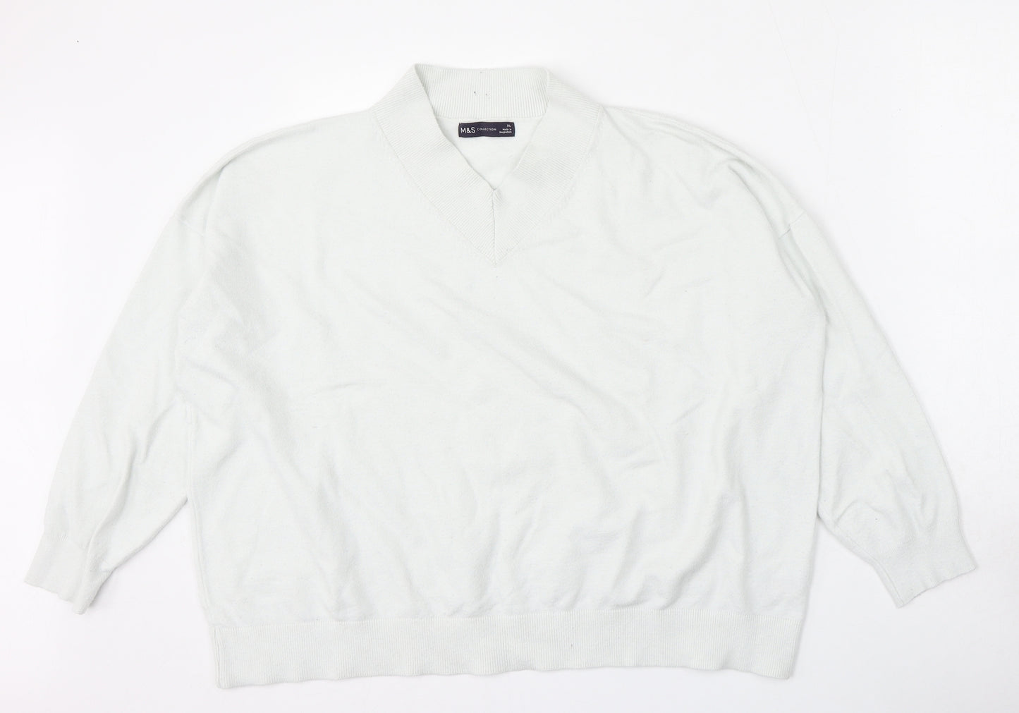Marks and Spencer Womens Clear V-Neck  Viscose Pullover Jumper Size XL