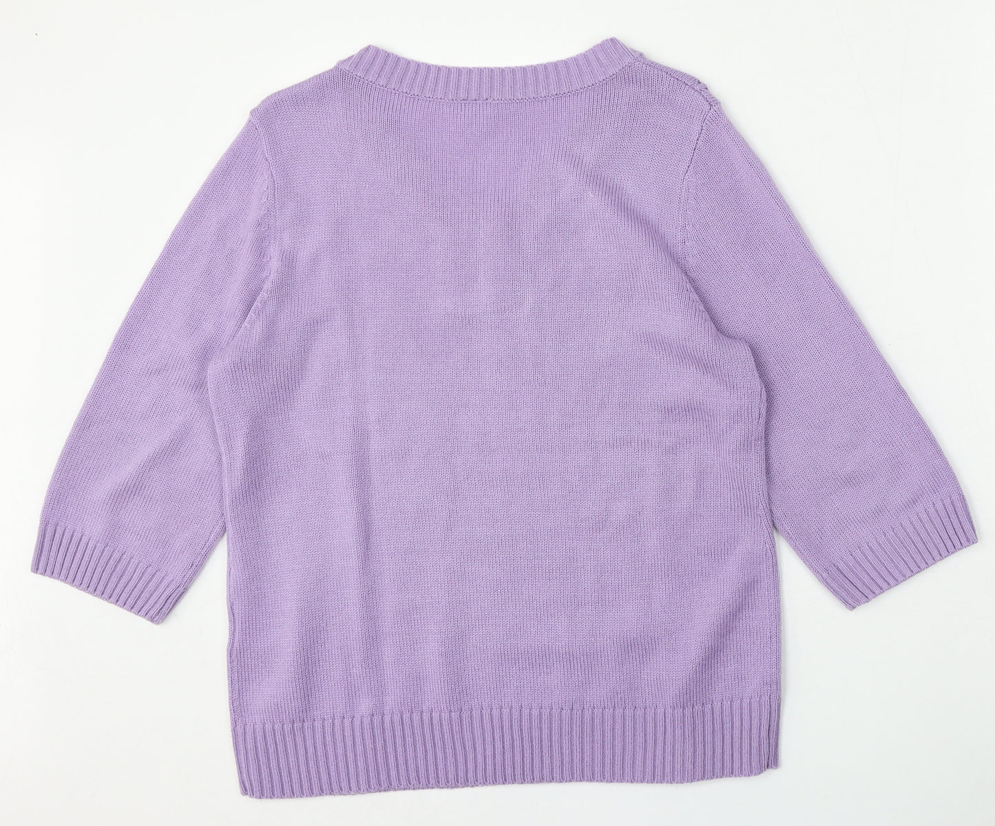 Preworn Womens Purple V-Neck  Polyacrylate Fibre Pullover Jumper Size 14