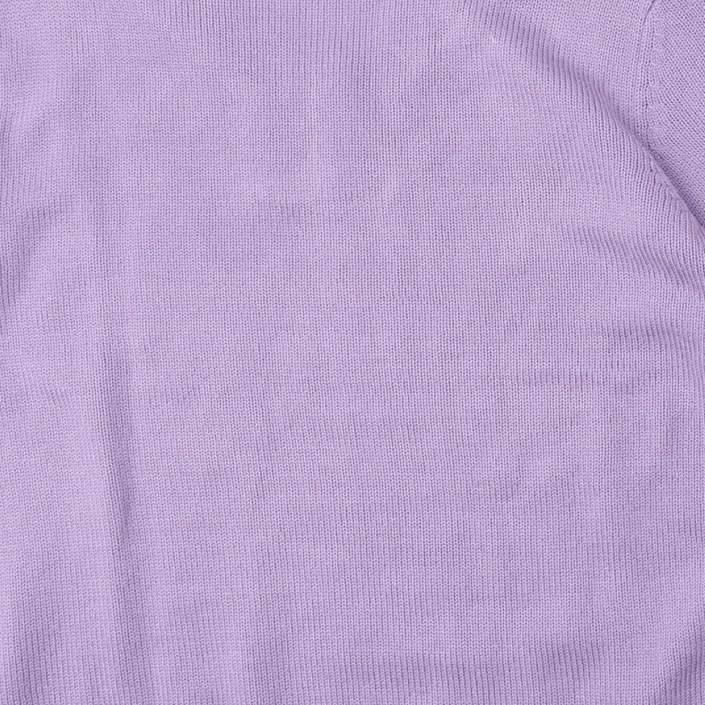 Preworn Womens Purple V-Neck  Polyacrylate Fibre Pullover Jumper Size 14