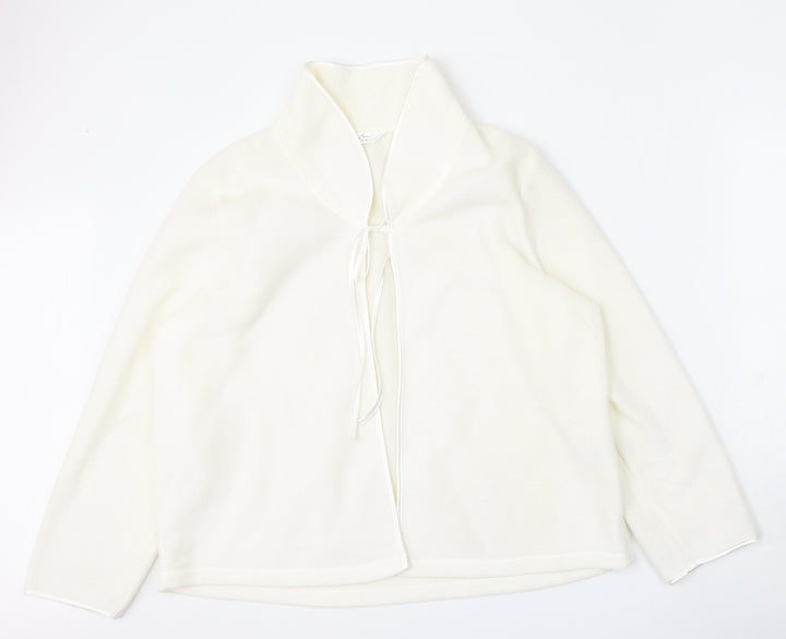 BM Womens Beige V-Neck Polyester Cardigan Jumper Size 16
