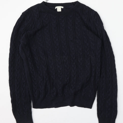H&M Womens Blue Round Neck  Cotton Pullover Jumper Size M