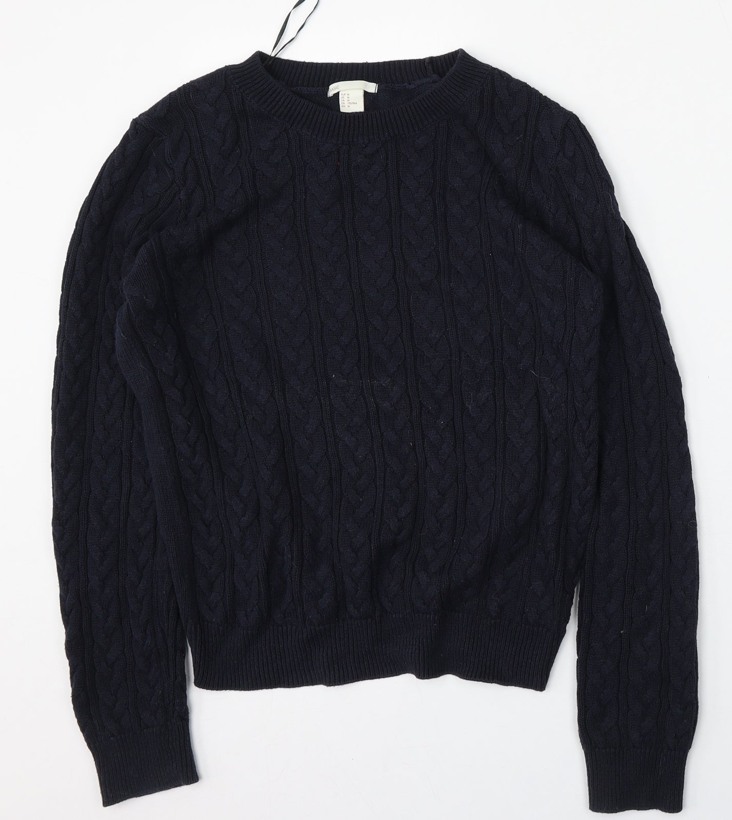 H&M Womens Blue Round Neck  Cotton Pullover Jumper Size M