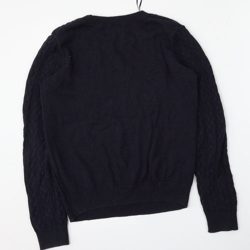 H&M Womens Blue Round Neck  Cotton Pullover Jumper Size M