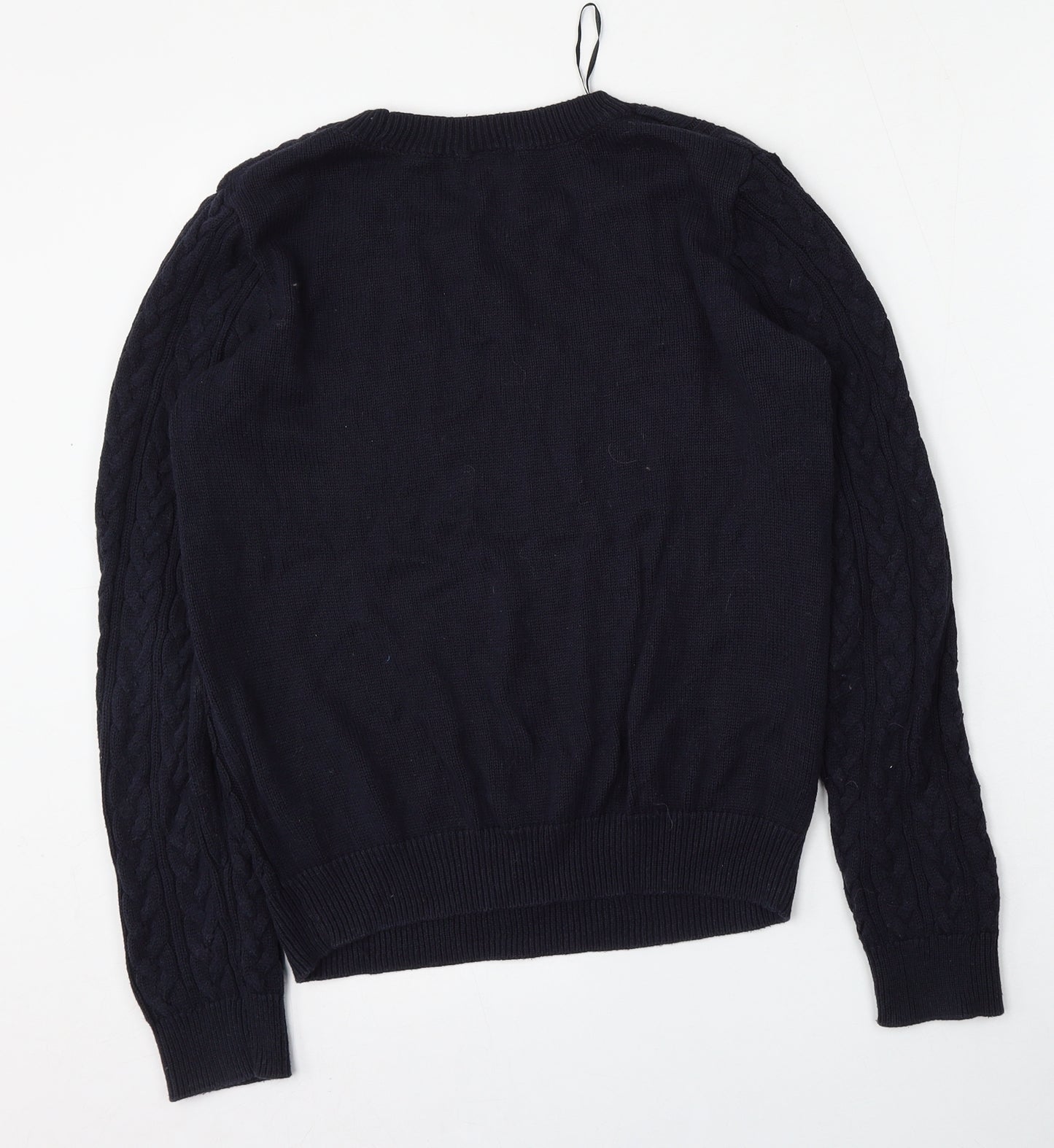 H&M Womens Blue Round Neck  Cotton Pullover Jumper Size M