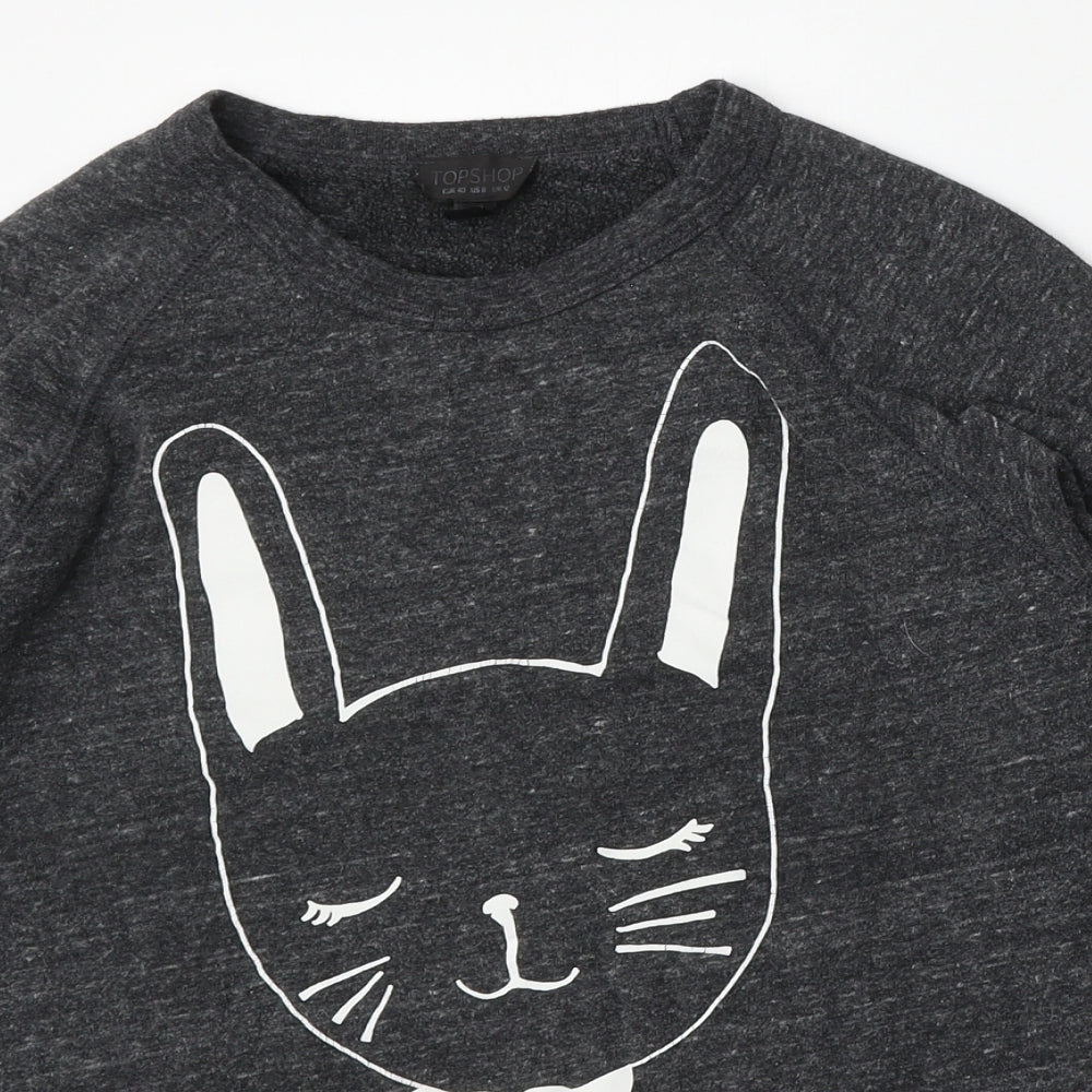 Topshop Womens Grey  Polyester Pullover Sweatshirt Size 12