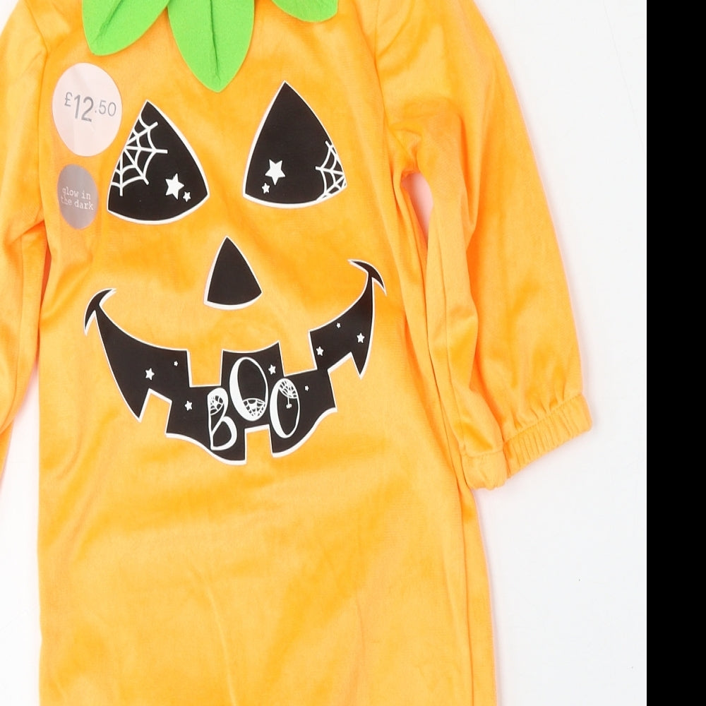 F&F Boys Orange  Polyester  One Piece Size 2-3 Years  Hook & Eye - halloween costume