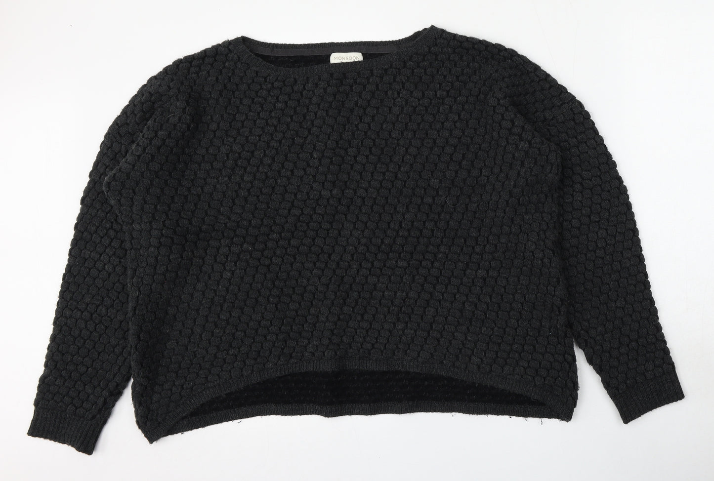 Monsoon Womens Grey Round Neck  Acrylic Pullover Jumper Size L