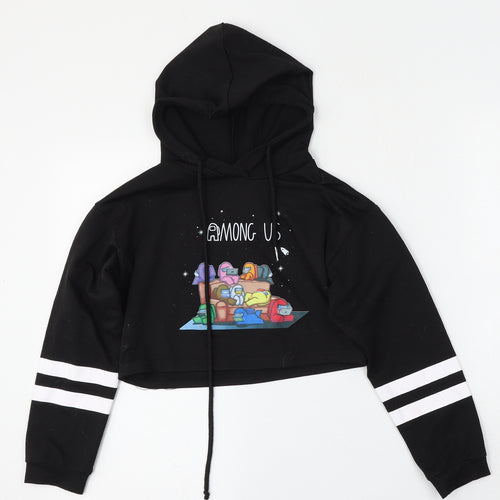Fancyoube Girls Black  Cotton Pullover Hoodie Size 10-11 Years  Tie - Among us