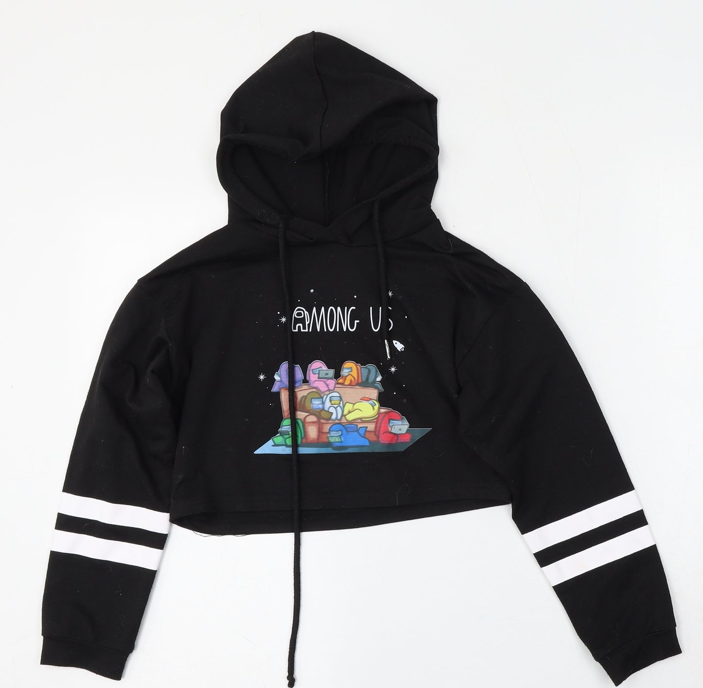 Fancyoube Girls Black  Cotton Pullover Hoodie Size 10-11 Years  Tie - Among us