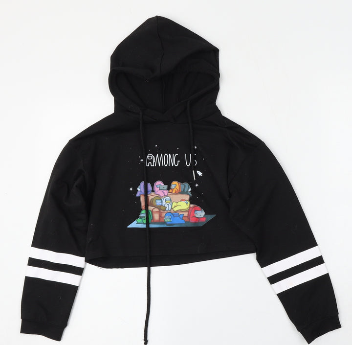 Fancyoube Girls Black  Cotton Pullover Hoodie Size 10-11 Years  Tie - Among us