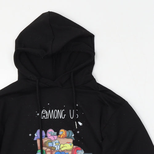 Fancyoube Girls Black  Cotton Pullover Hoodie Size 10-11 Years  Tie - Among us