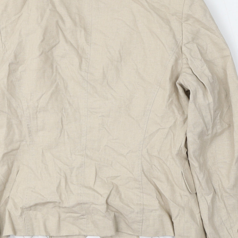 Marks and Spencer Womens Beige  Linen Jacket Blazer Size 12