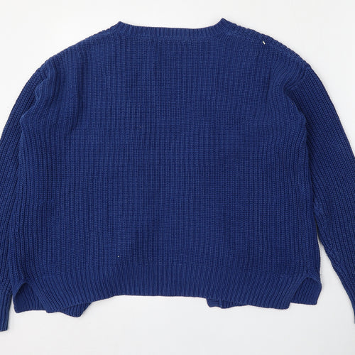 TU Womens Blue V-Neck  Cotton Cardigan Jumper Size 10