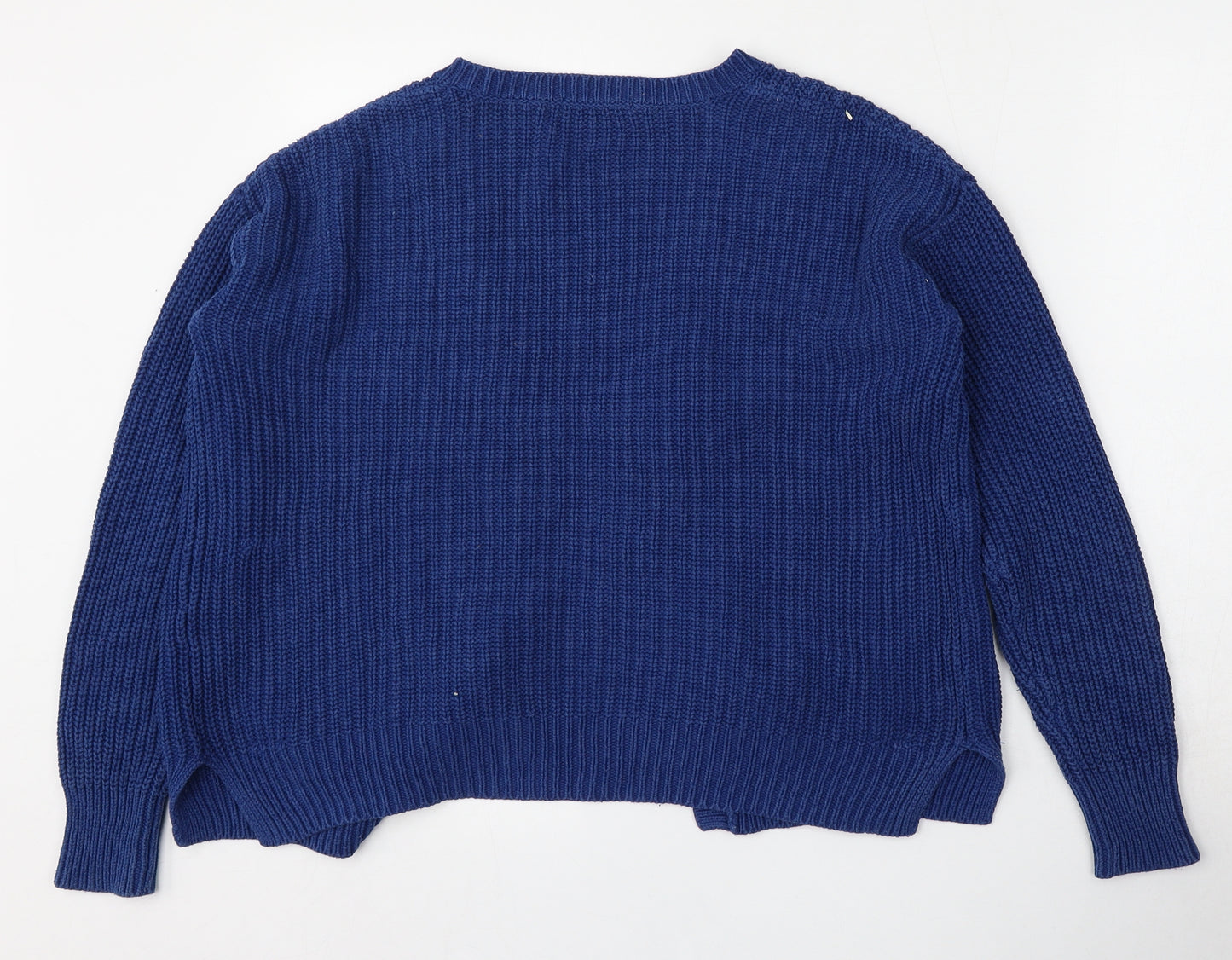 TU Womens Blue V-Neck  Cotton Cardigan Jumper Size 10