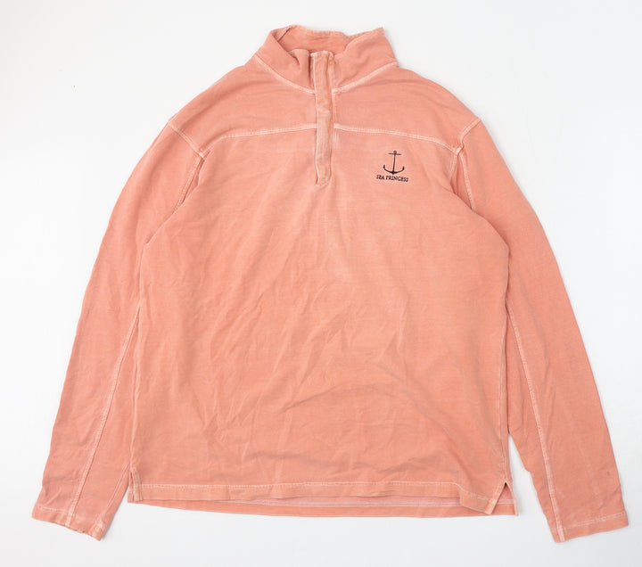 Preworn Womens Pink Polyester Pullover Sweatshirt Size L Zip