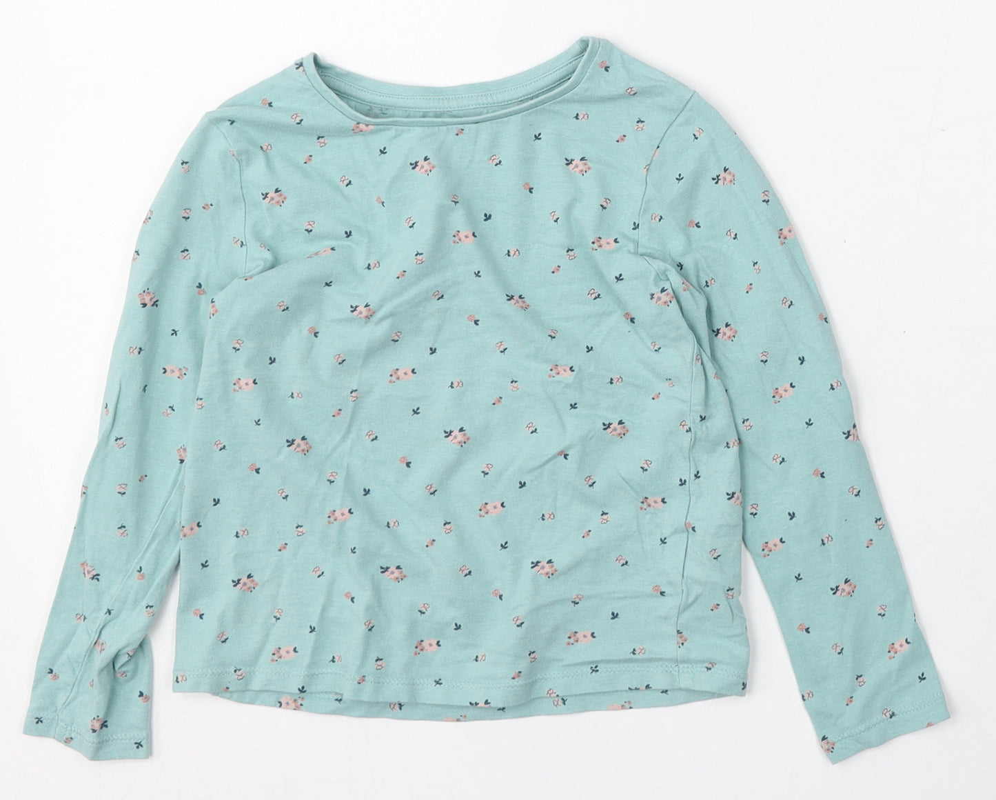Dunnes Stores Girls Blue  Cotton Basic T-Shirt Size 5-6 Years Round Neck