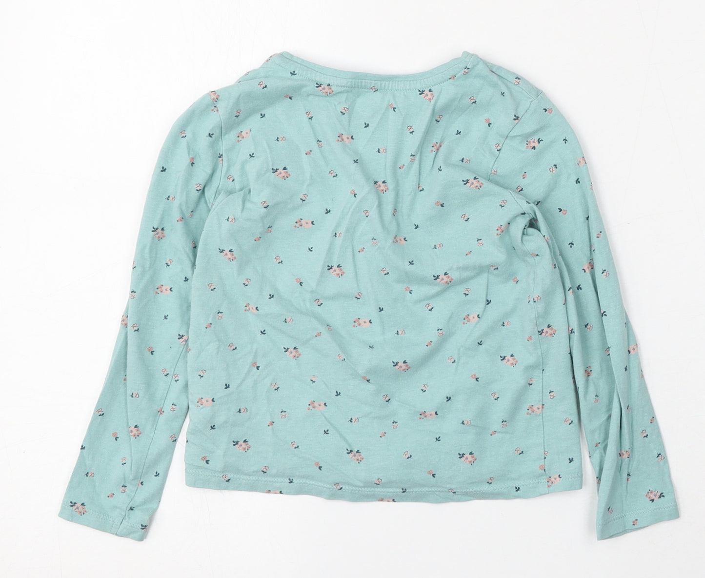 Dunnes Stores Girls Blue  Cotton Basic T-Shirt Size 5-6 Years Round Neck
