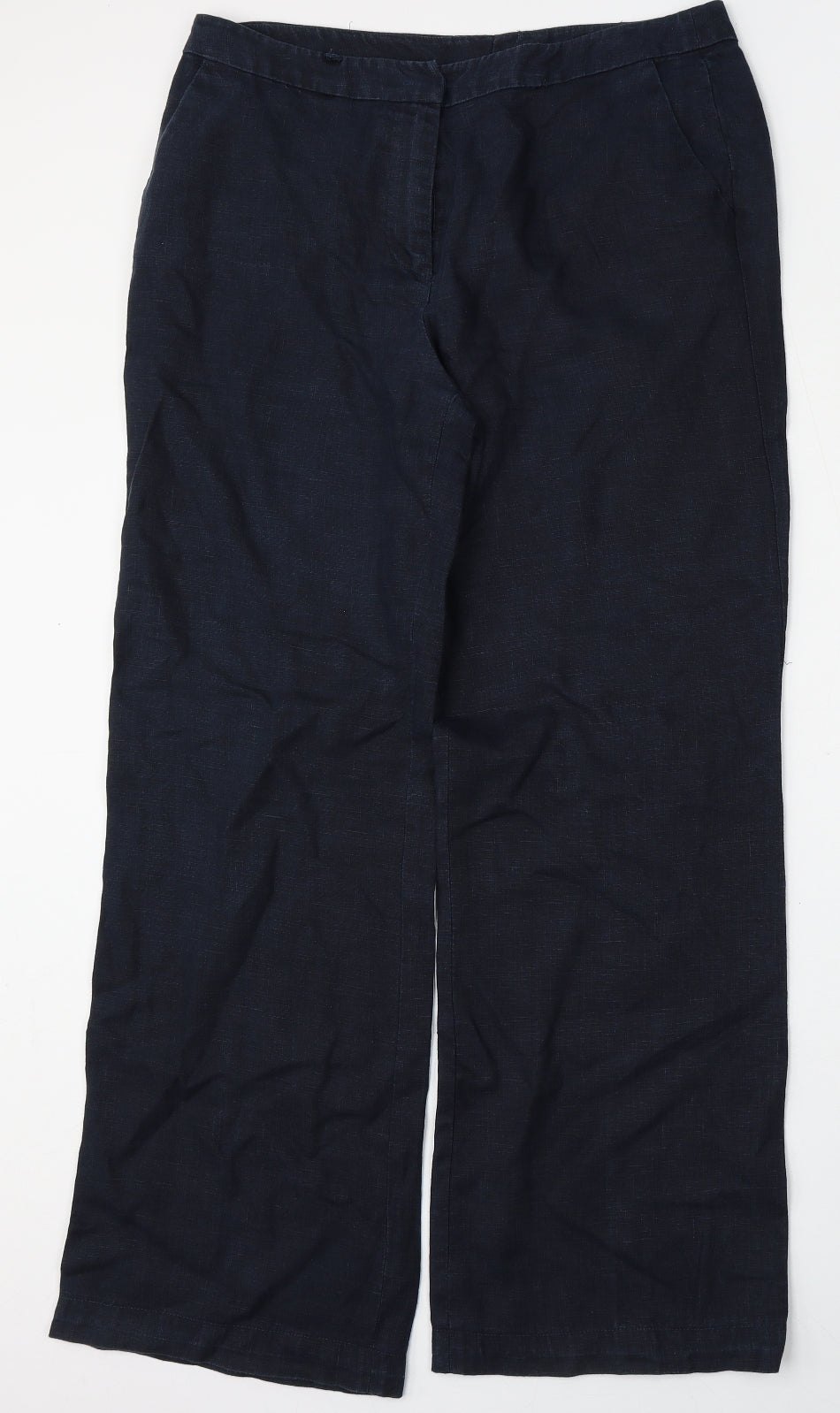 Preworn Womens Blue  Linen Trousers  Size 14 L30 in Regular Button