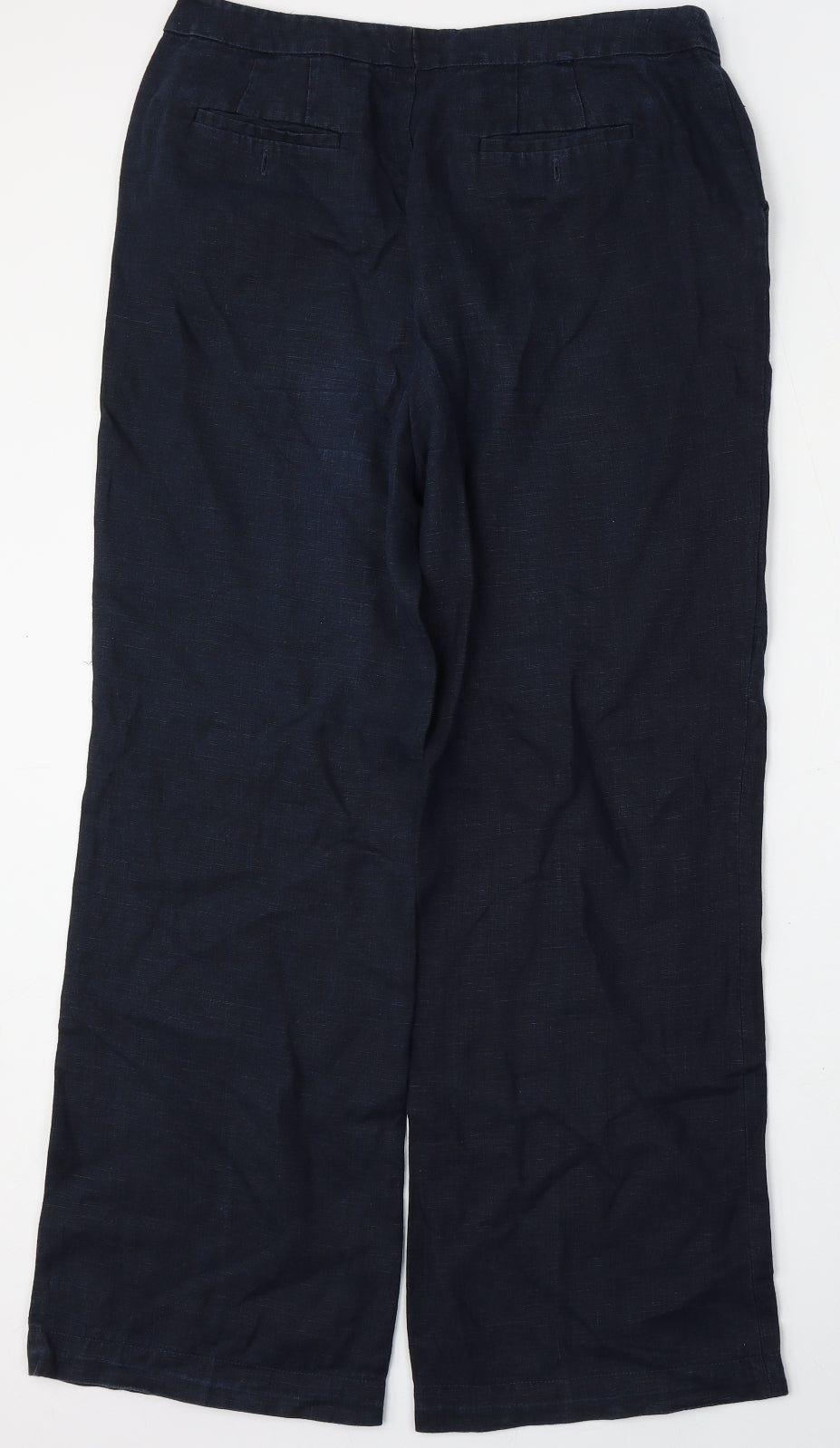 Preworn Womens Blue  Linen Trousers  Size 14 L30 in Regular Button