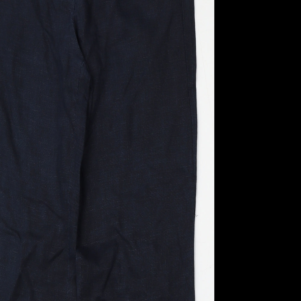 Preworn Womens Blue  Linen Trousers  Size 14 L30 in Regular Button