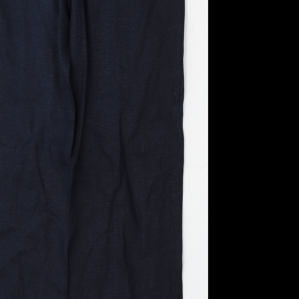 Preworn Womens Blue  Linen Trousers  Size 14 L30 in Regular Button
