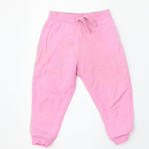 Dunnes Stores Girls Pink  Cotton Jogger Trousers Size 18 Months