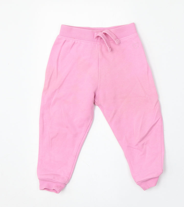 Dunnes Stores Girls Pink  Cotton Jogger Trousers Size 18 Months