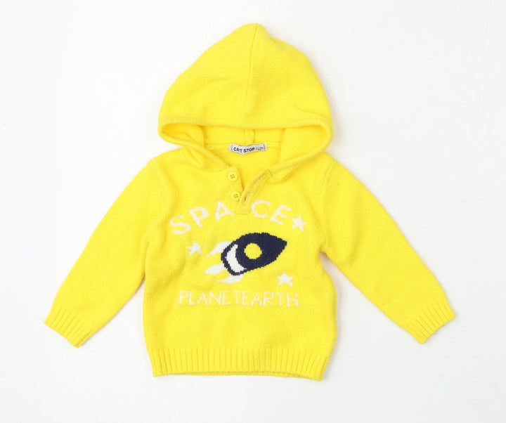 Cat stop Boys Yellow Polyester Pullover Jumper Size 9-12 Months