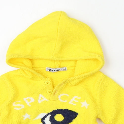 Cat stop Boys Yellow  Polyester Pullover Jumper Size 9-12 Months