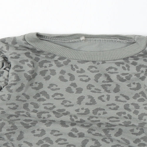 Chick Pea Girls Grey Animal Print Cotton Pullover Jumper Size 24 Months