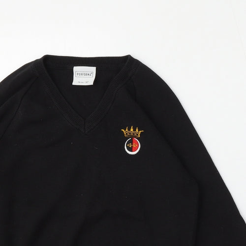 Performa Womens Black  Cotton Pullover Sweatshirt Size 2XS