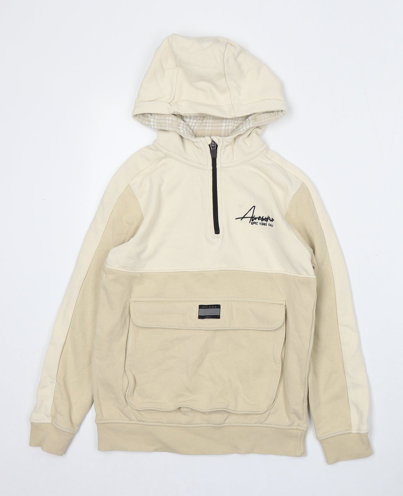 George Boys Beige  Cotton Pullover Hoodie Size 9-10 Years