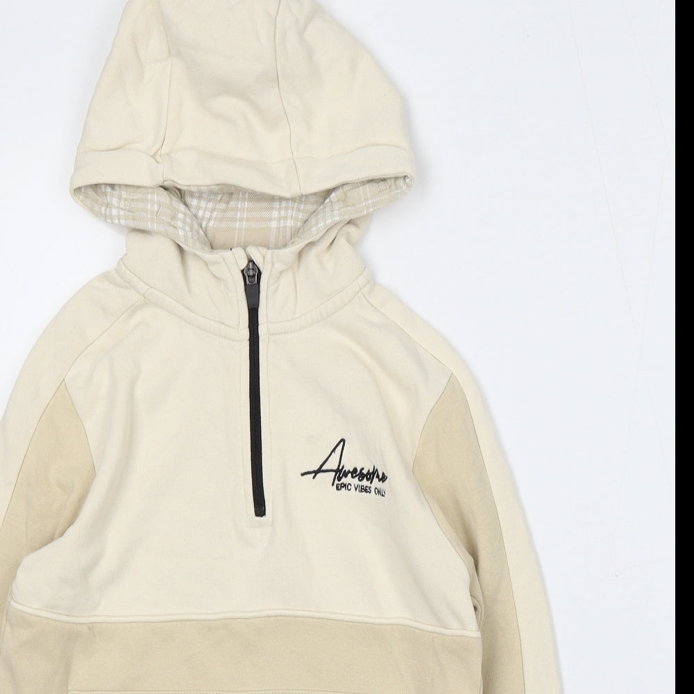 George Boys Beige  Cotton Pullover Hoodie Size 9-10 Years