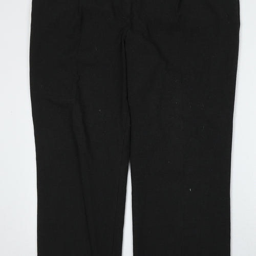 Marks and Spencer Womens Black  Polyester Trousers  Size 44 L28 in Regular Button