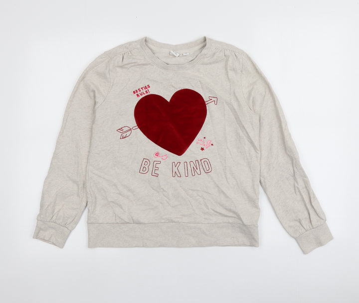 Gap Girls Grey Geometric 100% Cotton Pullover Sweatshirt Size 12-13 Years