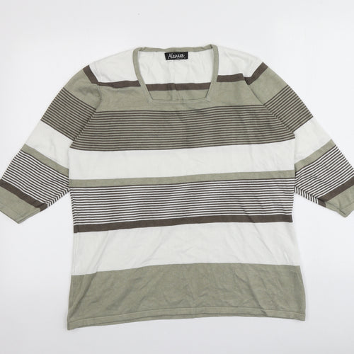 Alexara Womens Multicoloured Square Neck Striped Viscose Pullover Jumper Size XL